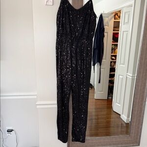 Lulu's Black Sequin Jumpsuit